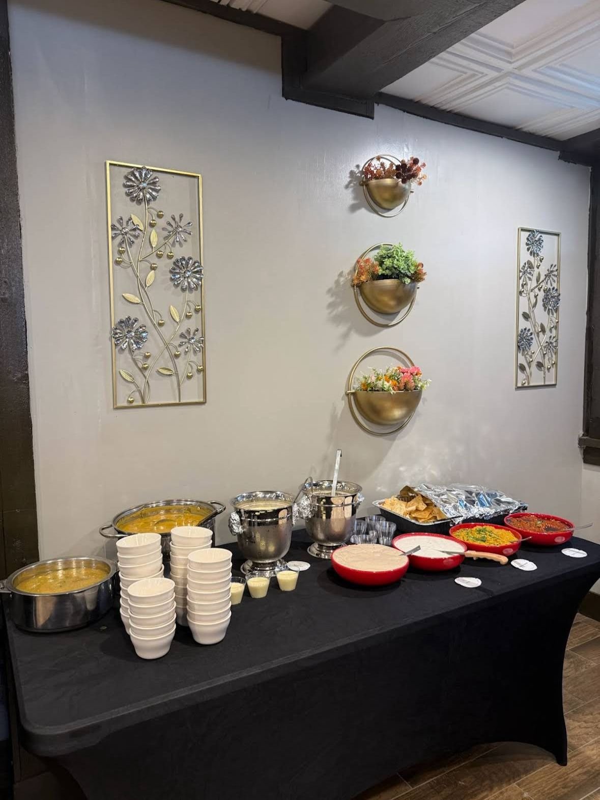 Buffet setup showcasing our authentic Indian cuisine and elegant decor